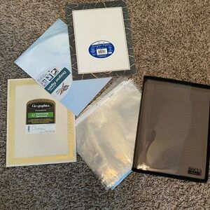 Assorted Office Supplies incl designer stationery clear portfolio plus